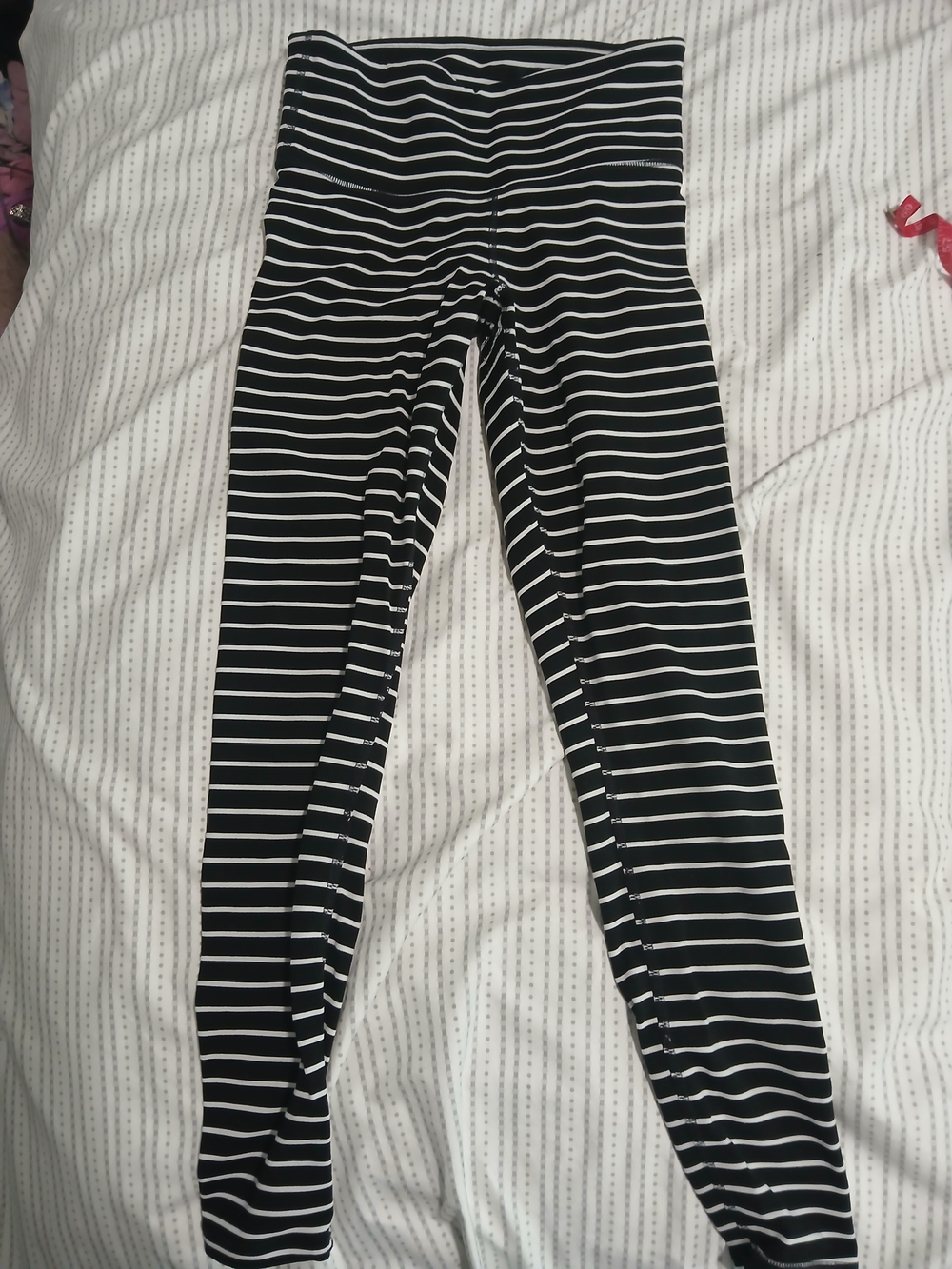Athleta Black and White Striped  Leggings
